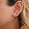 Thumbnail Image 2 of 4mm Cubic Zirconia Round Halo Stud Earrings in Sterling Silver with 14K Gold Plate