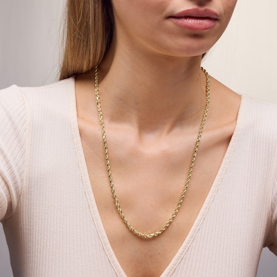 10K Semi-Solid Gold Diamond-Cut Rope Chain
