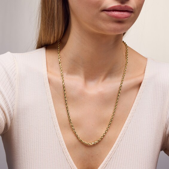 10K Semi-Solid Gold Diamond-Cut Rope Chain
