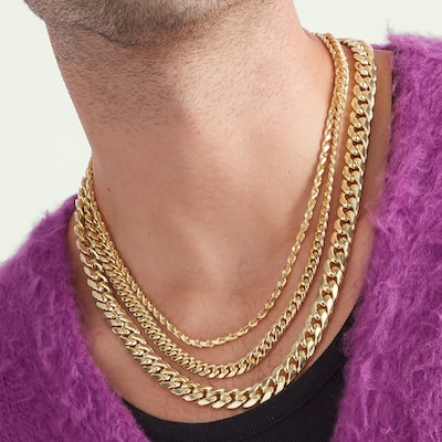 10K Semi-Solid Gold Diamond-Cut Rope Chain