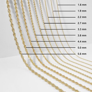 10K Semi-Solid Gold Diamond-Cut Rope Chain