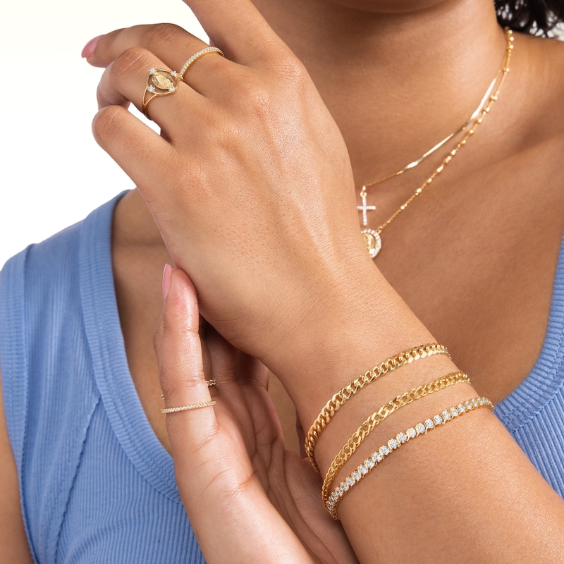 Main Image 3 of 4.10mm Diamond-Cut Rambo Chain Bracelet in 10K Hollow Gold - 7.5"
