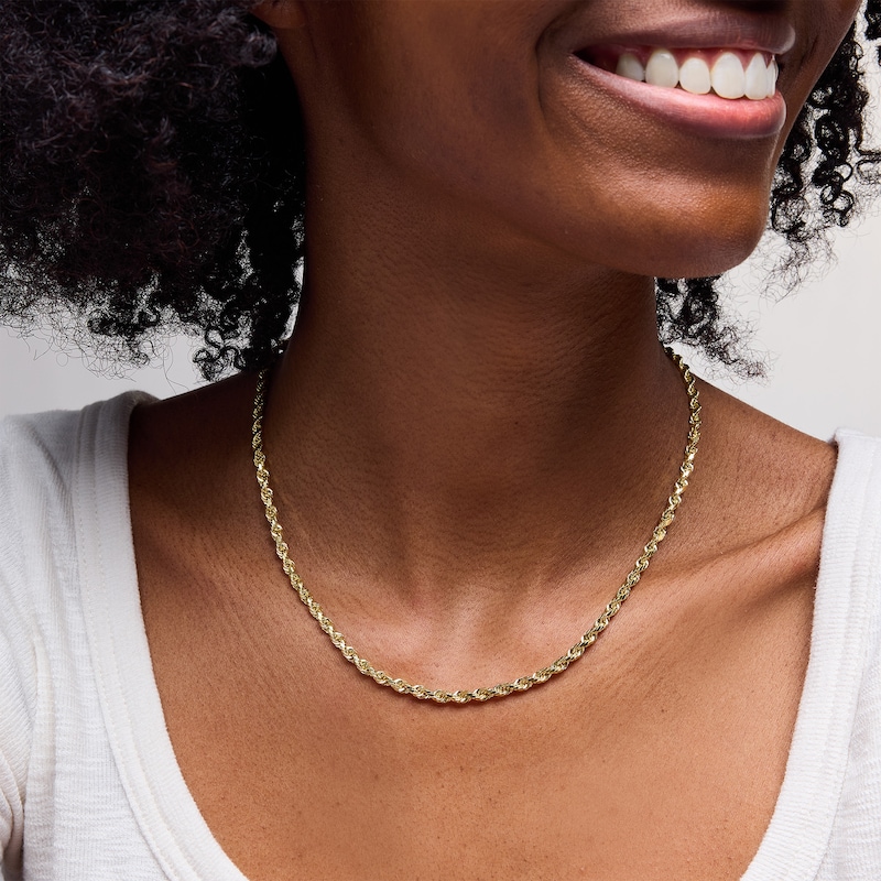 Main Image 2 of 10K Semi-Solid Gold Diamond-Cut Rope Chain - 18"