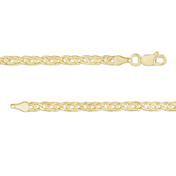10K Hollow Gold Diamond Cut Bird Eye Chain Bracelet - 7.5"
