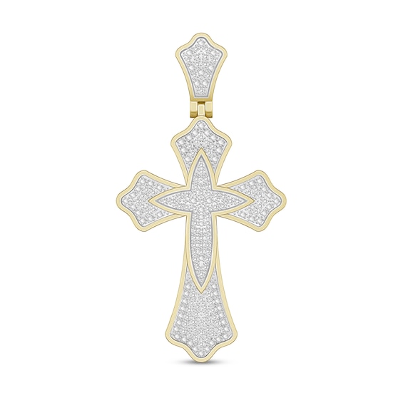 1/4 CT. T.W. Diamond Pavé Cross Necklace Charm in Sterling Silver with 14K Gold Plate