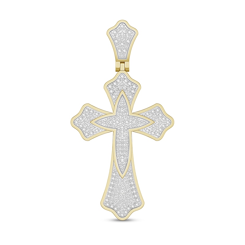 1/4 CT. T.W. Diamond Pavé Cross Necklace Charm in Sterling Silver with 14K Gold Plate