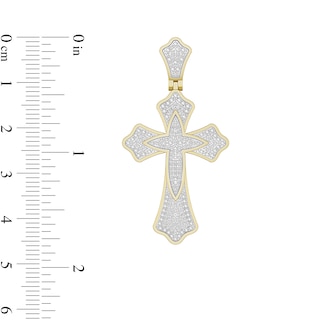 1/4 CT. T.W. Diamond Pavé Cross Necklace Charm in Sterling Silver with 14K Gold Plate