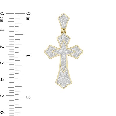 1/4 CT. T.W. Diamond Pavé Cross Necklace Charm in Sterling Silver with 14K Gold Plate