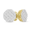 Thumbnail Image 1 of 1/6 CT. T.W. Diamond Flat Octagon Stud Earrings in Sterling Silver with 14K Gold Plate