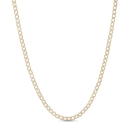 2.4mm Diamond-Cut Pavé Curb Chain Necklace in 10K Semi-Solid Gold - 18&quot;