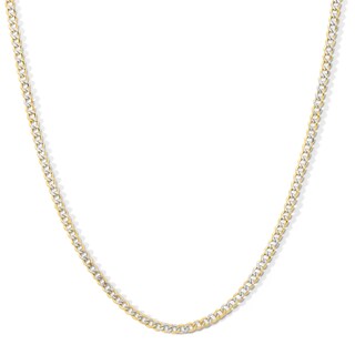 10K Semi-Solid Gold Diamond-Cut Pavé Curb Chain - 18"