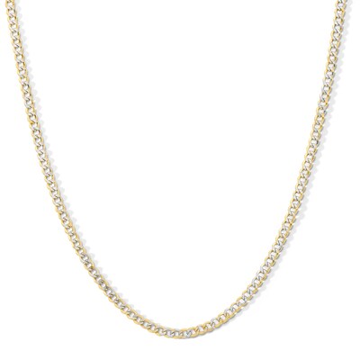 10K Semi-Solid Gold Diamond-Cut Pavé Curb Chain - 18"