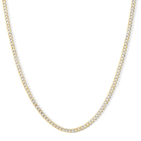 10K Semi-Solid Gold Diamond-Cut Pavé Curb Chain - 18"