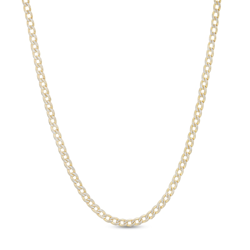 2.4mm Diamond-Cut Pavé Curb Chain Necklace in 10K Semi-Solid Gold - 18"