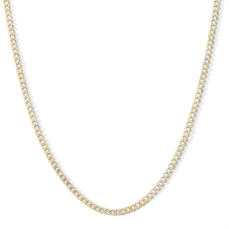 2.4mm Diamond-Cut Pavé Curb Chain Necklace in 10K Semi-Solid Gold - 18"