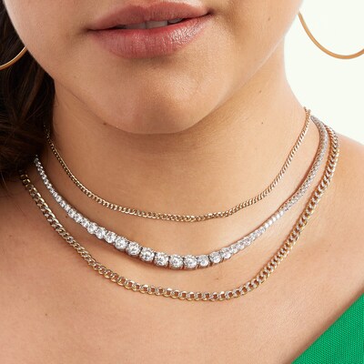 10K Semi-Solid Gold Diamond-Cut Pavé Curb Chain - 18"
