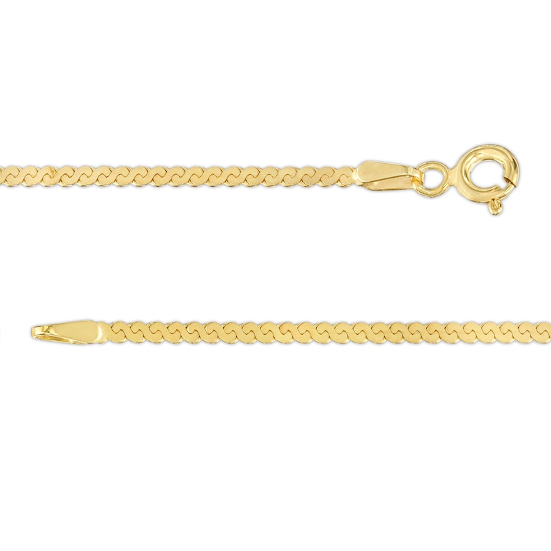 1.55mm Serpentine Chain Anklet in 10K Solid Gold - 10"