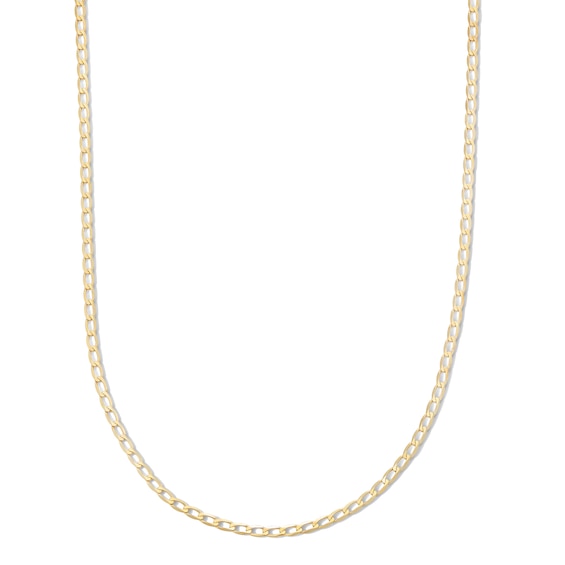 10K Solid Gold Diamond-Cut Light Curb Chain - 18"