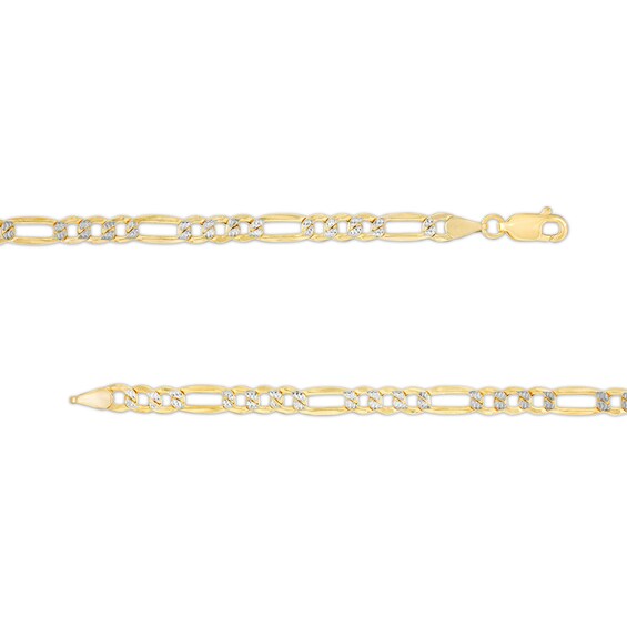 4mm Diamond-Cut Pavé Figaro Chain Necklace in 10K Semi-Solid Gold - 20"