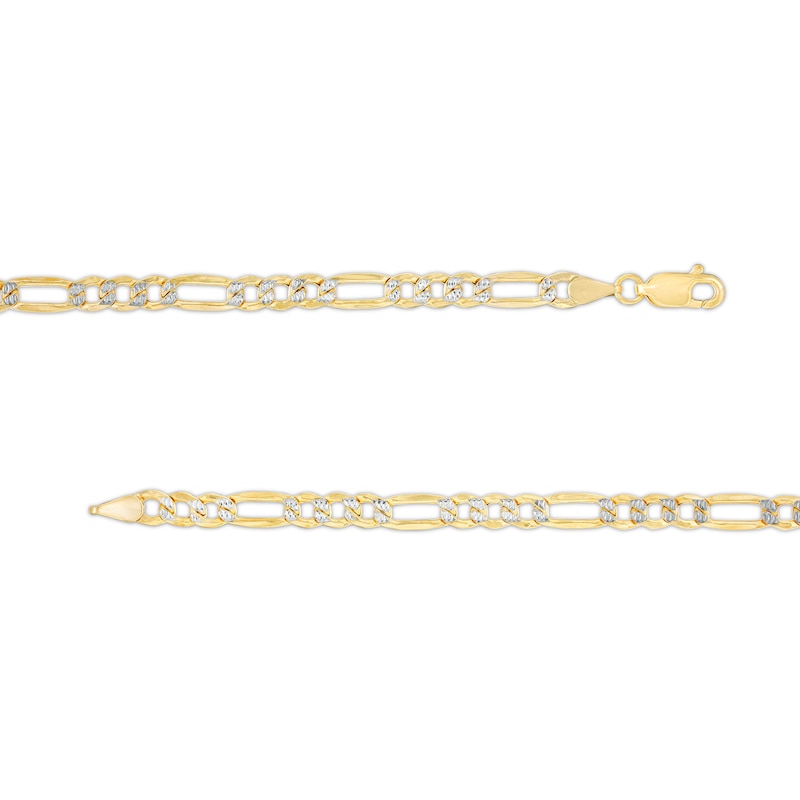 Main Image 2 of 4mm Diamond-Cut Pavé Figaro Chain Necklace in 10K Semi-Solid Gold - 20"