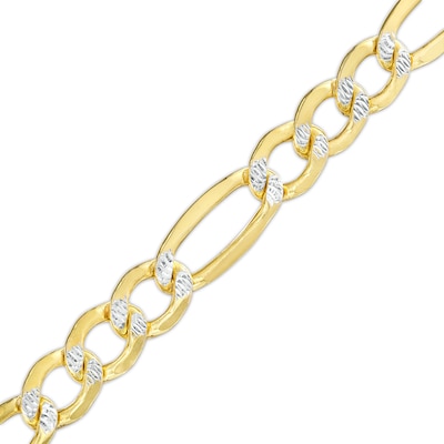 10K Semi-Solid Gold Diamond-Cut Figaro Chain Bracelet - 8.5"