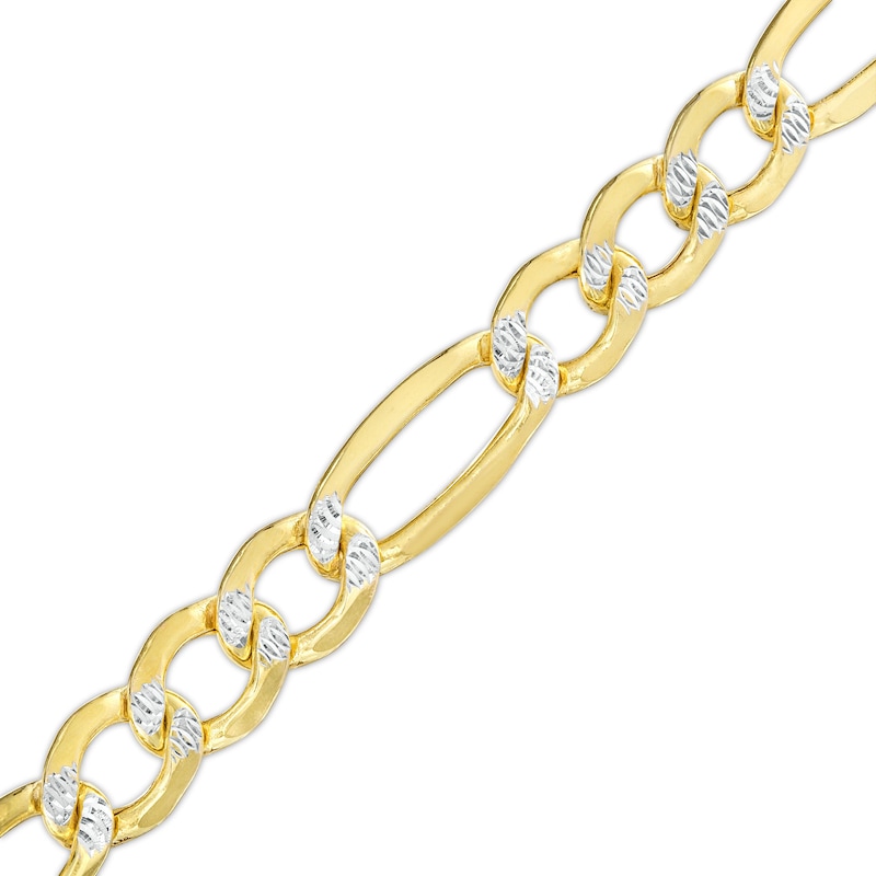 Main Image 1 of 10K Semi-Solid Gold Diamond-Cut Figaro Chain Bracelet - 8.5"