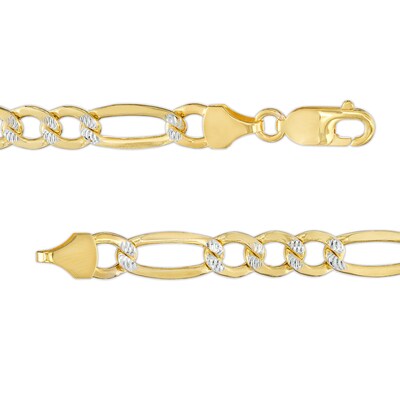 10K Semi-Solid Gold Diamond-Cut Figaro Chain Bracelet - 8.5"