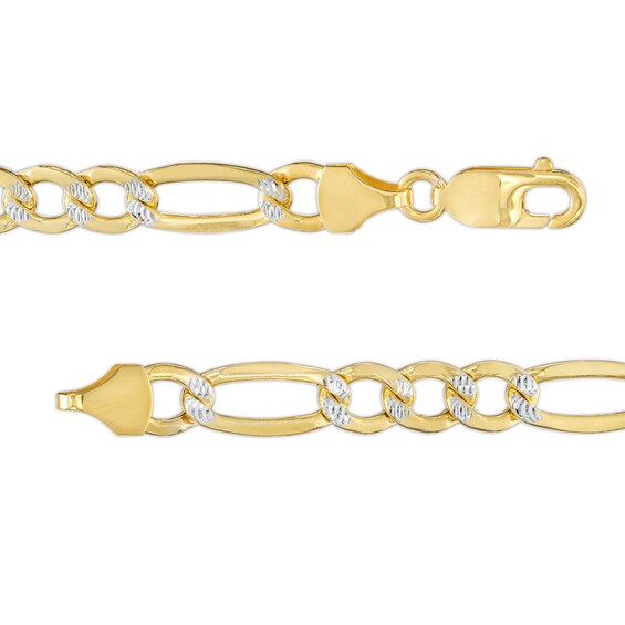 10K Semi-Solid Gold Diamond-Cut Figaro Chain Bracelet - 8.5"