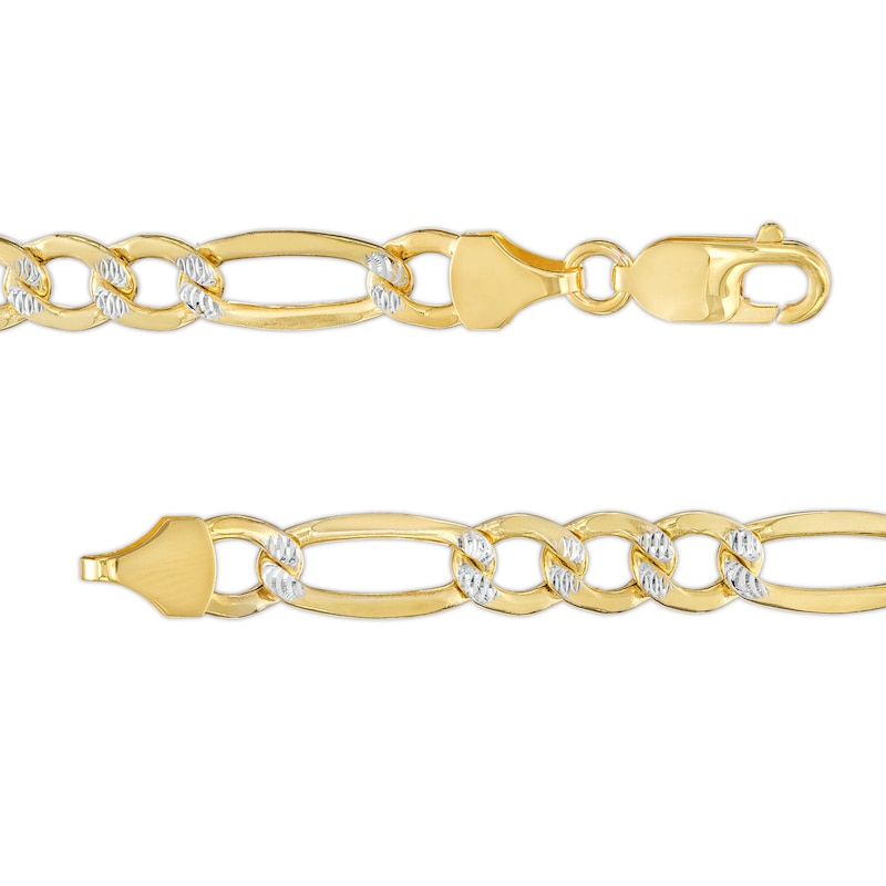 Main Image 2 of 10K Semi-Solid Gold Diamond-Cut Figaro Chain Bracelet - 8.5"
