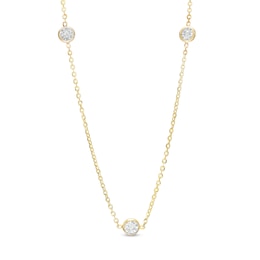 1.2mm Rhodium Accent Station Chain Necklace in 10K Solid Gold - 18&quot;