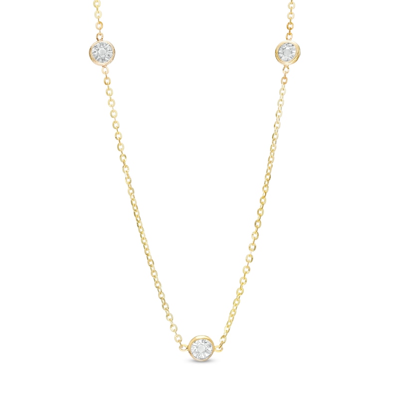 1.2mm Rhodium Accent Station Chain Necklace in 10K Solid Gold - 18"