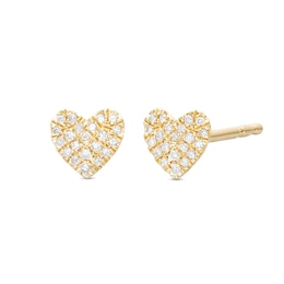 1/20 CT. T.W. Diamond Heart Stud Earrings in Sterling Silver with 14K Gold Plate