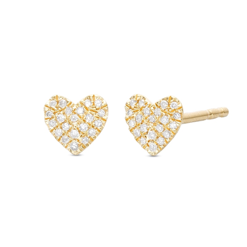 1/20 CT. T.W. Diamond Heart Stud Earrings in Sterling Silver with 14K Gold Plate