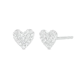1/20 CT. T.W. Diamond Heart Stud Earrings in Sterling Silver