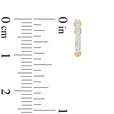1/20 CT. T.W. Diamond Huggie Hoop Earrings in Sterling Silver with 14K Gold Plate