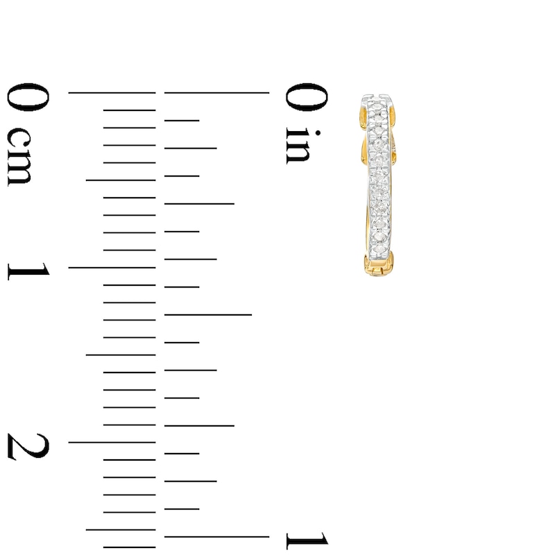 1/20 CT. T.W. Diamond Huggie Hoop Earrings in Sterling Silver with 14K Gold Plate
