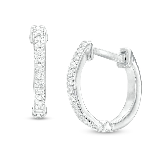 1/20 CT. T.W. Diamond Huggie Hoop Earrings in Sterling Silver