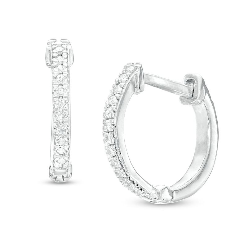 1/20 CT. T.W. Diamond Huggie Hoop Earrings in Sterling Silver