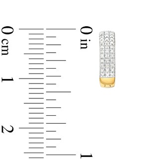 1/6 CT. T.W. Diamond 3 Row Huggie Hoop Earrings in Sterling Silver with 14K Gold Plate