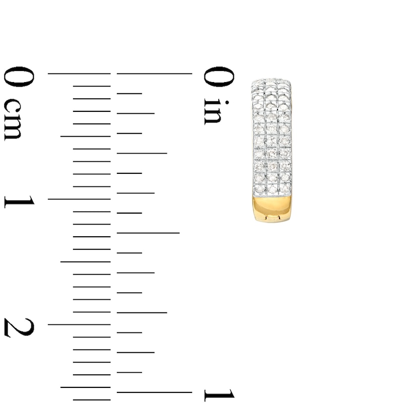 Main Image 2 of 1/6 CT. T.W. Diamond 3 Row Huggie Hoop Earrings in Sterling Silver with 14K Gold Plate