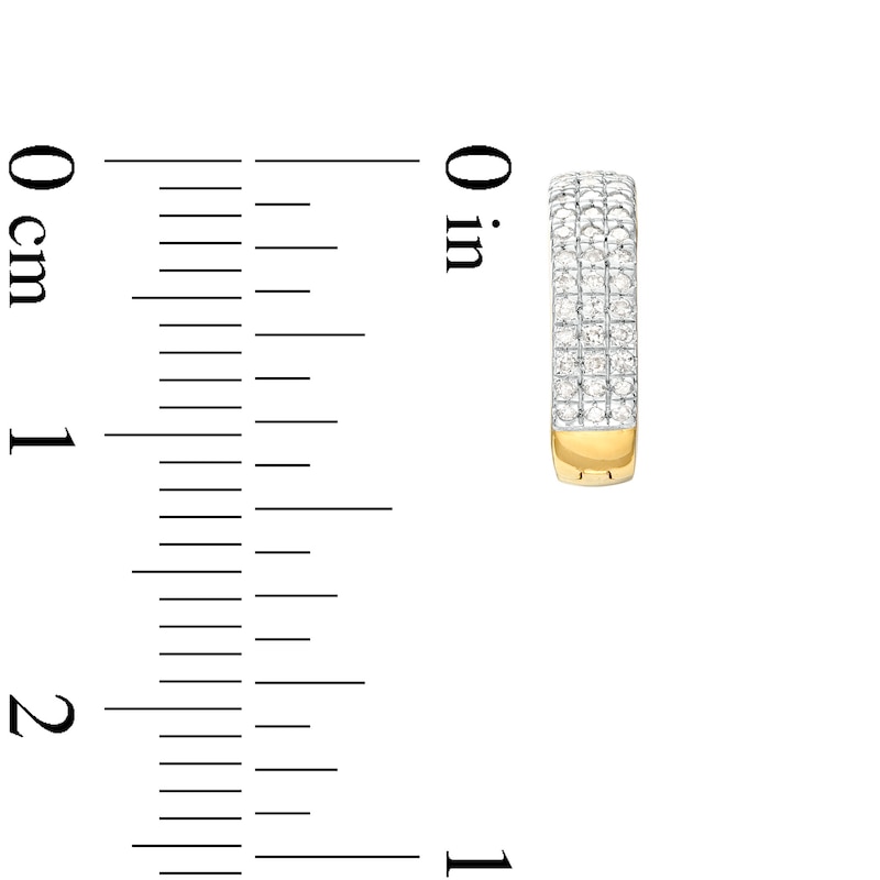 1/6 CT. T.W. Diamond 3 Row Huggie Hoop Earrings in Sterling Silver with 14K Gold Plate