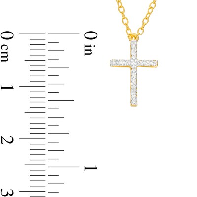 14K Gold Plated Diamond Accent Cross Pendant - 18"