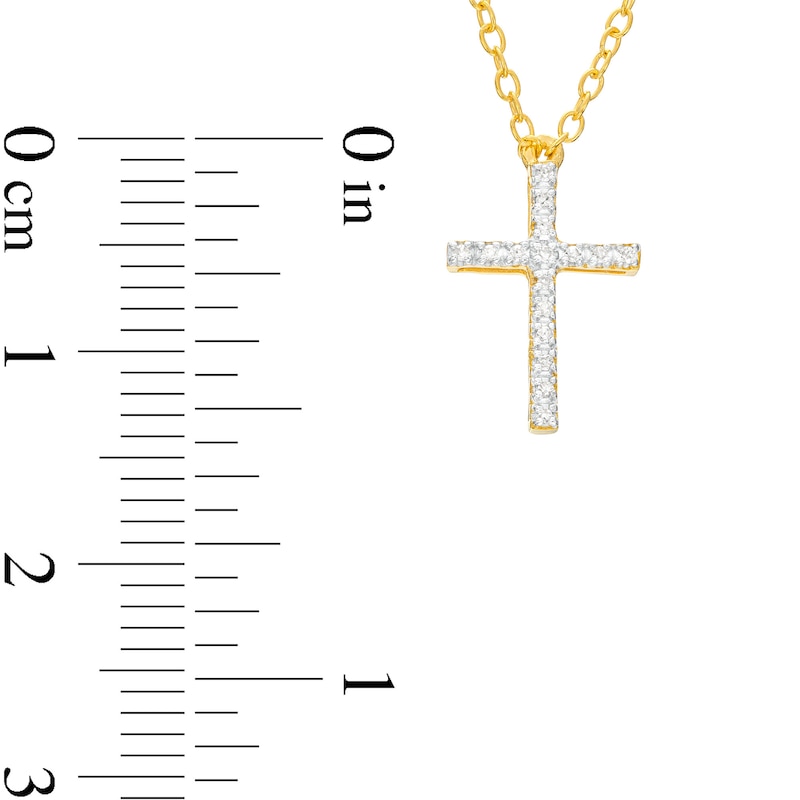 Diamond Accent Cross Necklace in Sterling Silver with 14K Gold Plate - 18"