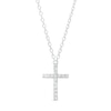 Thumbnail Image 0 of Diamond Accented Cross Necklace in Sterling Silver - 18"