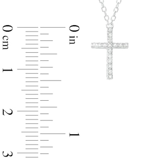 Sterling Silver Diamond Accented Cross Pendant - 18"