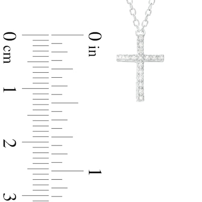 Sterling Silver Diamond Accented Cross Pendant - 18"