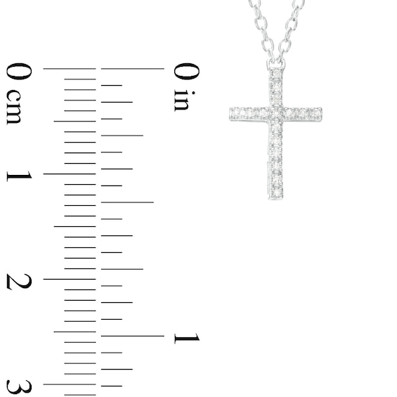 Sterling Silver Diamond Accented Cross Pendant - 18"