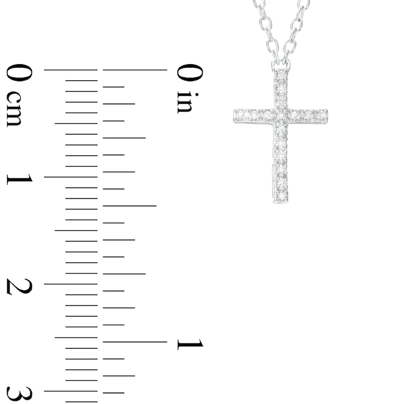 Diamond Accented Cross Necklace in Sterling Silver - 18"