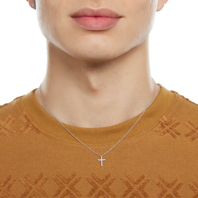 Sterling Silver Diamond Accented Cross Pendant - 18"