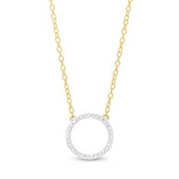 1/20 CT. T.W. Diamond Circle Necklace in Sterling Silver with 14K Gold Plate - 18&quot;